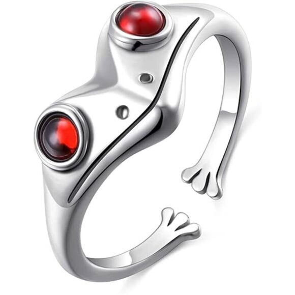 Frog Ring Sterling Silver S925 Thumb Band Jewelry  Women Trendy Fashion - Picture 8 of 8